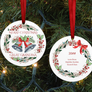 Décoration En Céramique Grand-mère Holly annonce Noël à la couronne rus