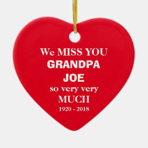 Décoration En Céramique Grand-Père Joe Dans Love Script De Mémoire + Noms