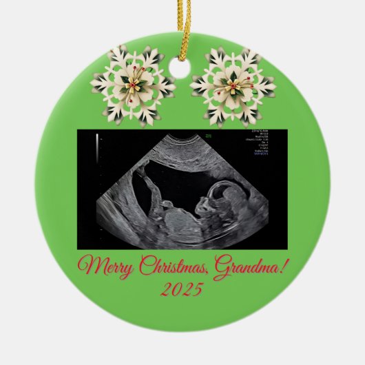 Décoration En Céramique Grandma Christmas ornament With a Baby Sonogram (Devant)