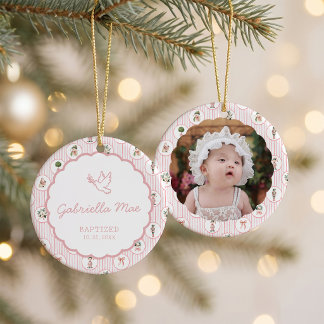 Décoration En Céramique Grandmillennial Rose Baptême Photo de Noël