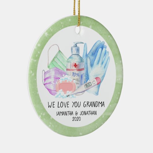 Décoration En Céramique Grandparent Custom Names 2020 Covid Chritsmas (Droite)