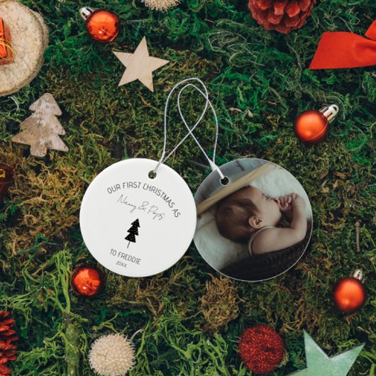 Décoration En Céramique Grandparents First Christmas Baby Custom photo