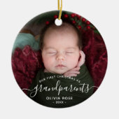 Décoration En Céramique Grandparents First Christmas Photo White Script (Devant)