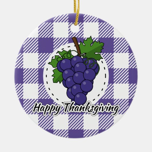 Décoration En Céramique Grape on Violet Plaid (Devant)