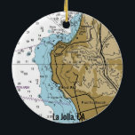Décoration En Céramique Graphique CA La Jolla<br><div class="desc">La Jolla California ornement de Noël fait avec carte nautique.</div>