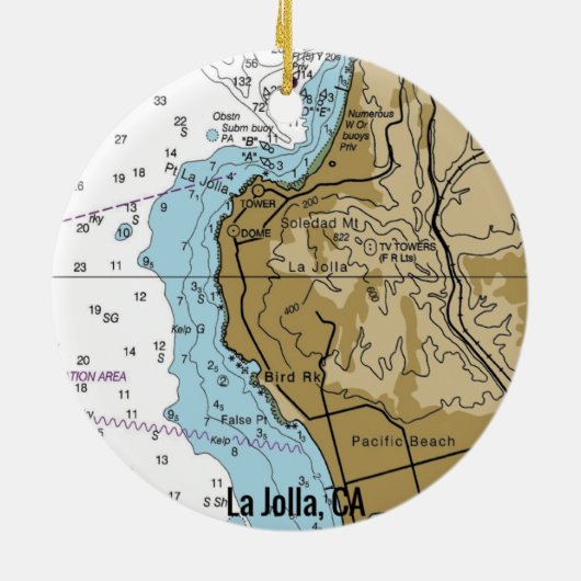 Décoration En Céramique Graphique CA La Jolla (Dos)