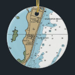 Décoration En Céramique Graphique CN de Kure Beach<br><div class="desc">L'ornement de Noël de Kure Beach en Caroline du Nord fait avec la carte nautique NOAA.</div>