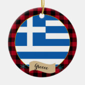 Décoration En Céramique Grèce, buffle rouge plaid & drapeau grec (Devant)