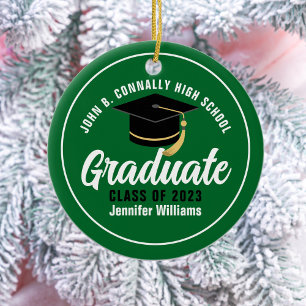 Décoration En Céramique Green White Graduate Custom Keepsaké Noël