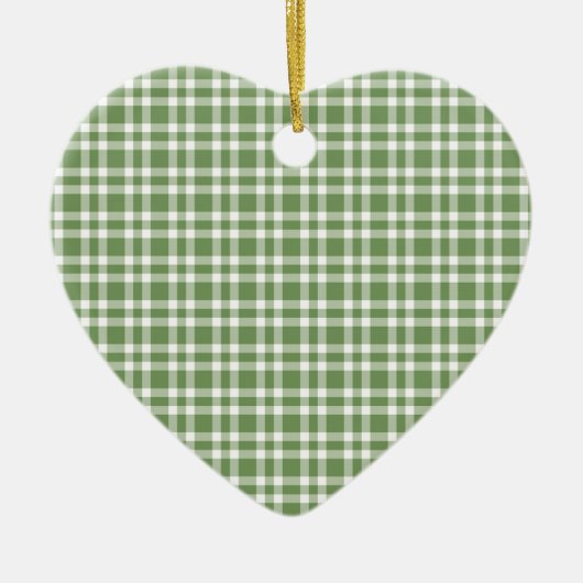 Décoration En Céramique Green White Plaid Pattern (Devant)