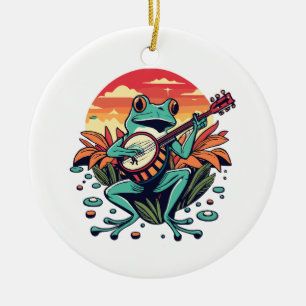 Décoration En Céramique Grenouille banjo