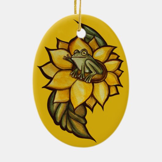 Décoration En Céramique Grenouille de tournesol Fleur de fleurs (Dos)