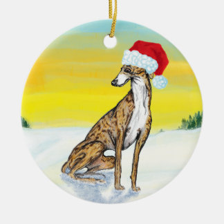 Décoration En Céramique greyhound de noël