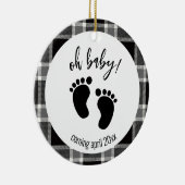 Décoration En Céramique Grossesse Faire-part Noir Tartan Noël (Droite)