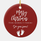 Décoration En Céramique Grossesse Joyeux Noël bébé échographie photo (Dos)