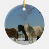 Décoration En Céramique Groupe de chevaux miniatures dans la neige (Dos)