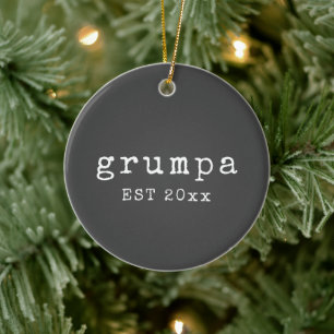 Décoration En Céramique Grumpa Grand-père grincheux drôle en noir et bla