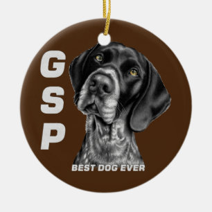 Décoration En Céramique GSP Allemand Courte Haie Pointer Chien Maman Papa