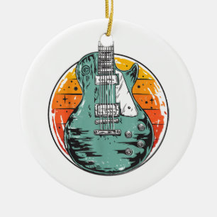 Décoration En Céramique Guitare Électrique Rétro Coucher de Soleil Vintage