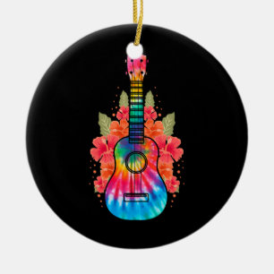 Décoration En Céramique Guitare Uke Fleur Hawaii