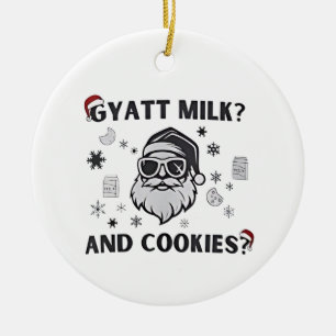 Décoration En Céramique Gyatt Lait et Cookies Drôle de Père Noël Gen Alpha