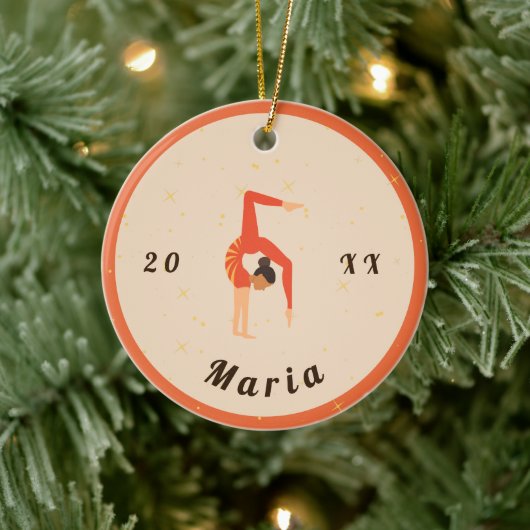 Décoration En Céramique Gymnaste Gymnastique Orange Leotard & Sparkle (Arbre)