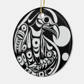Décoration En Céramique Haida Eagle Noir Blanc Norouches Columbia Native (Gauche)