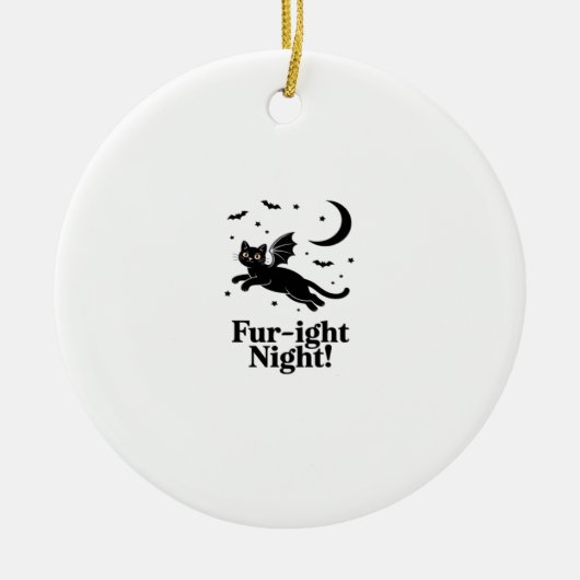 Décoration En Céramique Halloween Black Cat with Bat Wings Graphic Classic (Devant)