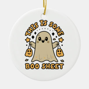 Décoration En Céramique Halloween Costume de fantôme Boo Voici une feuille