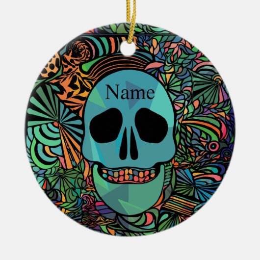 Décoration En Céramique Halloween Hippie Skull Thunder_cove (Devant)