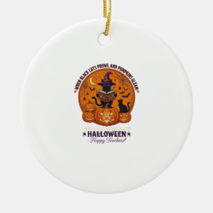 Décoration En Céramique Halloween Joyeux Professeur Chapeau de Sorcière Ch