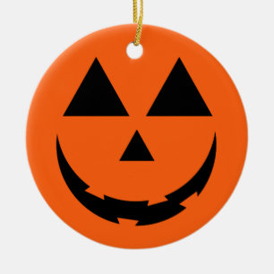 DÉCORATION EN CÉRAMIQUE HALLOWEEN ORANGE VISAGE CITROUILLE