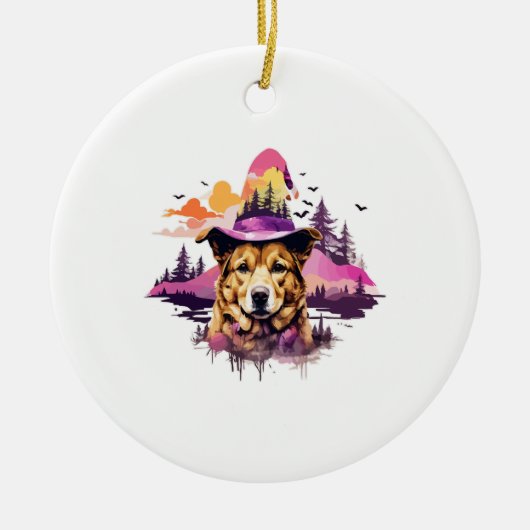 Décoration En Céramique Halloween rose chien 2 (Devant)