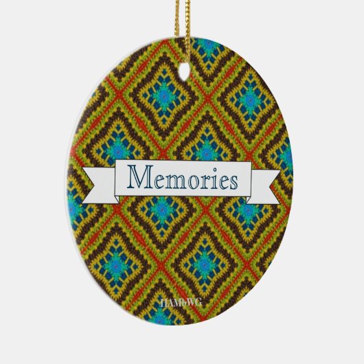 Décoration En Céramique HAMbyWG - Macrame olive, rouille et bleu (Droite)