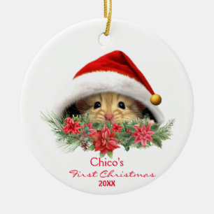 Décoration En Céramique Hamster Gerbil personnalisé en Noël de Noël de Noë