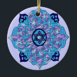 Décoration En Céramique Hanoukka<br><div class="desc">Les bleus de tous les nuances,  lilas et lavande dans une forme de fleur avec une étoile hexagone nouée au centre est une grande manière de célébrer Hanoukka et d'exprimer votre individualité en même temps.</div>