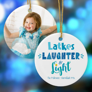 Décoration En Céramique Hanukkah Photo Latkes Rire Lumière Amusement Moder