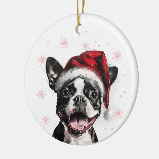 Décoration En Céramique Happy Boston Terrier Dog Christmas Personalized (Gauche)
