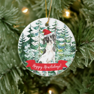 Décoration En Céramique Happy Howlidays Anglais Pointer Noël Ornament