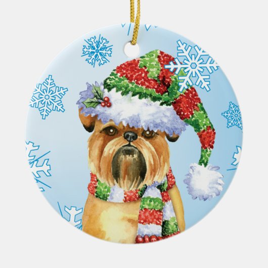 Décoration En Céramique Happy Howlidays Brussels Griffon Ceramic Ornament (Devant)