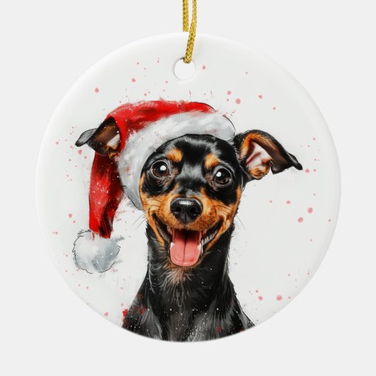 Décoration En Céramique Happy Mini Pinscher Dog Christmas Personalized (Devant)