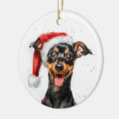 Décoration En Céramique Happy Mini Pinscher Dog Christmas Personalized (Gauche)