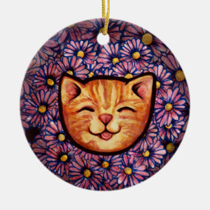 Décoration En Céramique Happy Orange tabby Chat
