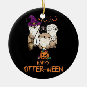 Décoration En Céramique Happy Otter Ween Witch Lazy Halloween Costume Anim