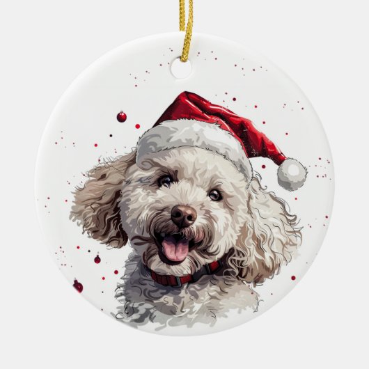 Décoration En Céramique Happy Poodle Dog Christmas Personalized (Devant)