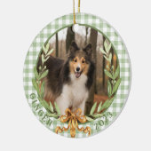 Décoration En Céramique Happy Sheltie dans Laurel Wreath Photo (Gauche)