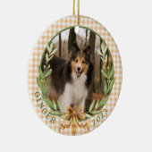 Décoration En Céramique Happy Sheltie dans Laurel Wreath Photo (Droite)