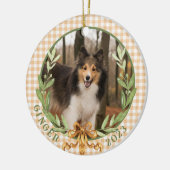 Décoration En Céramique Happy Sheltie dans Laurel Wreath Photo (Gauche)