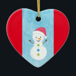Décoration En Céramique Happy Snowman avec I Love You Texte modifiable<br><div class="desc">Personnalisez cette décoration de Noël sur le dos avec n'importe quel nom ou texte.</div>