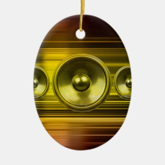 Décoration En Céramique Haut-parleurs musicaux avec stries lumineuses doré (Devant)